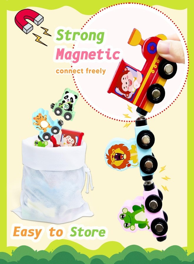 Oomloid 11 Pcs Magnetic Train Set Montessori Toys for 1 2 3 Years Old Toddlers Boys Girls, Wooden Animals Preschool Learning Easter Basket Stuffers Sensory Toys Birthday Gifts Ages 1-3, 2-4 - Image 4